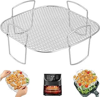 Exclusive Deal on HASTHIP® Square Air Fryer Rack, 3-Tier Stainless Steel Dehydrator Rack, Multi-Layer Air Fryer Accessories for Cosori, Ninja, Instant Vortex, Gourmia, Foodi Grill, Silver - Amazon KSA Deals