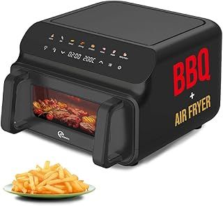 Exclusive Deal on Badraig - Air Fryer with Clear Viewing Window, 10 Liters, 2000 Watts, Double Heat Technology - 2-in-1 Air Fryer and Grill Feature, 8 Programs, Large Touch Screen, Black - Amazon KSA Deals