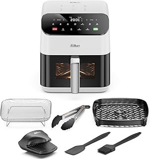 Exclusive Deal on Feller Germany Air Fryer 1600 W, Large 5.5L Cap., Xcyclone-Tech, 4x Non-Stick Ceramic Coating,10 Cooking Functions, Cool-Touch+Interior Lightning, AFR550, 2Y Guarantee-KSA Version (White) - Amazon KSA Deals