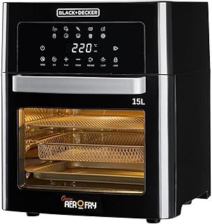 Exclusive Deal on Black+Decker Digital Air Fryer Oven, 1700W, 15L Family-Sized Capacity, Touch Control, 10 Preset Functions, 80-220°C Adjustable Temp, Rapid Air Convection, Smoke-Free Cooking, Black - AOF150-B5 - Amazon KSA Deals