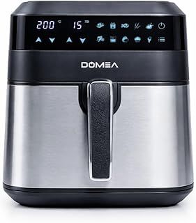 Exclusive Deal on DOMEA Air Fryer 6.3 L Capacity, 1700 W, Digital Touch Control, Adjustable Temperature (80-200°C) &amp; 60 Minutes Timer, 10 Presets, Non Stick For Oil Free Cooking, Family-Sized Capacity, Black - Amazon KSA Deals