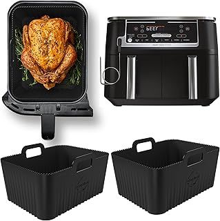Exclusive Deal on Premium Silicone Liners for Ninja 9.5L AF400UK &amp; DZ400UK Air Fryer | 0.8mm Ridges for Air Flow, 2.5mm Thick, Dishwasher Safe | Silicone Air Fryer Liner | - Amazon KSA Deals