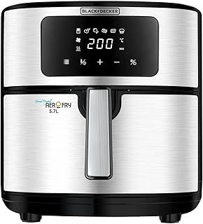 Exclusive Deal on BLACK+DECKER 6-in-1 Air Fryer, 7.2L Capacity, Digital Touch Control, Rapid Air Convection, 5.7L Non-Stick Basket, Adjustable Temp 80-200°C, Auto-Off, Cool-Touch Handle, Black/Silver - AF7257-B5 - Amazon KSA Deals