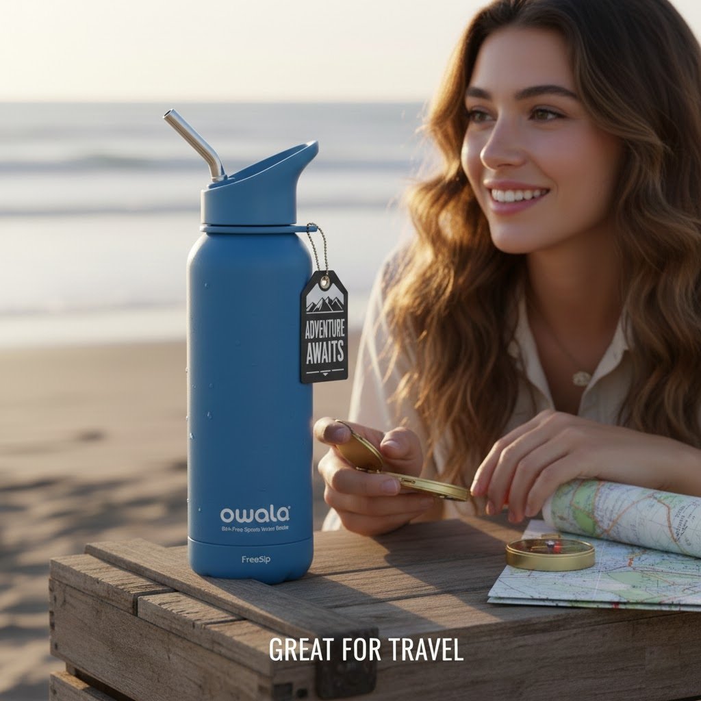 Owala FreeSip Insulated Stainless Steel Water Bottle (24 oz, Denim)