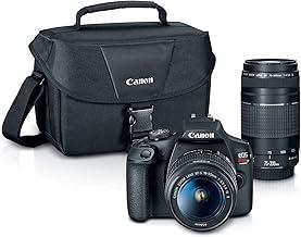 Canon EOS Rebel T7 DSLR Camera Double Zoom Lens Kit with EF-S 18-55mm and EF 75-300mm Lenses, 24.1 Megapixel CMOS (APS-C) Sensor, Full HD Videos, Wi-Fi, Beginner Photographers, Digital Camera, Black