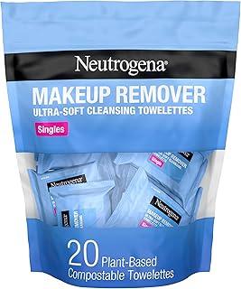 Neutrogena Makeup Remover Towelettes for Face with Micellar Water Daily Alcohol-Free Gently Removes Oil Dirt and Waterproof Makeup in a Simple Fully Plant-Based Cloth, 25 ct
