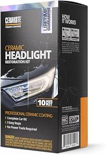 CERAKOTE® Ceramic Headlight Restoration Kit, No Power Tools, 10 Wipe Kit | Restores clouded, yellowed headlights, ceramic UV protection, 3-step wipe system, no power tools needed