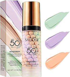 3 In 1Primer for Face Before Makeup,Sunscreen Color Corrector Primer,SPF 50 | One Step Color Corrector Face Primer,Blurs Imperfections Oil Control & Moisturizing Skin Tone Correcting,Radiance Skin